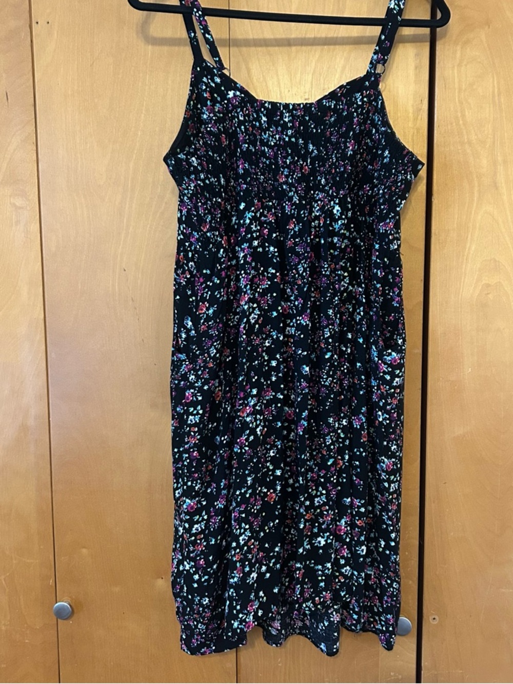 Torrid Black Floral Spaghetti Strap Midi Dress - Picture 2 of 4